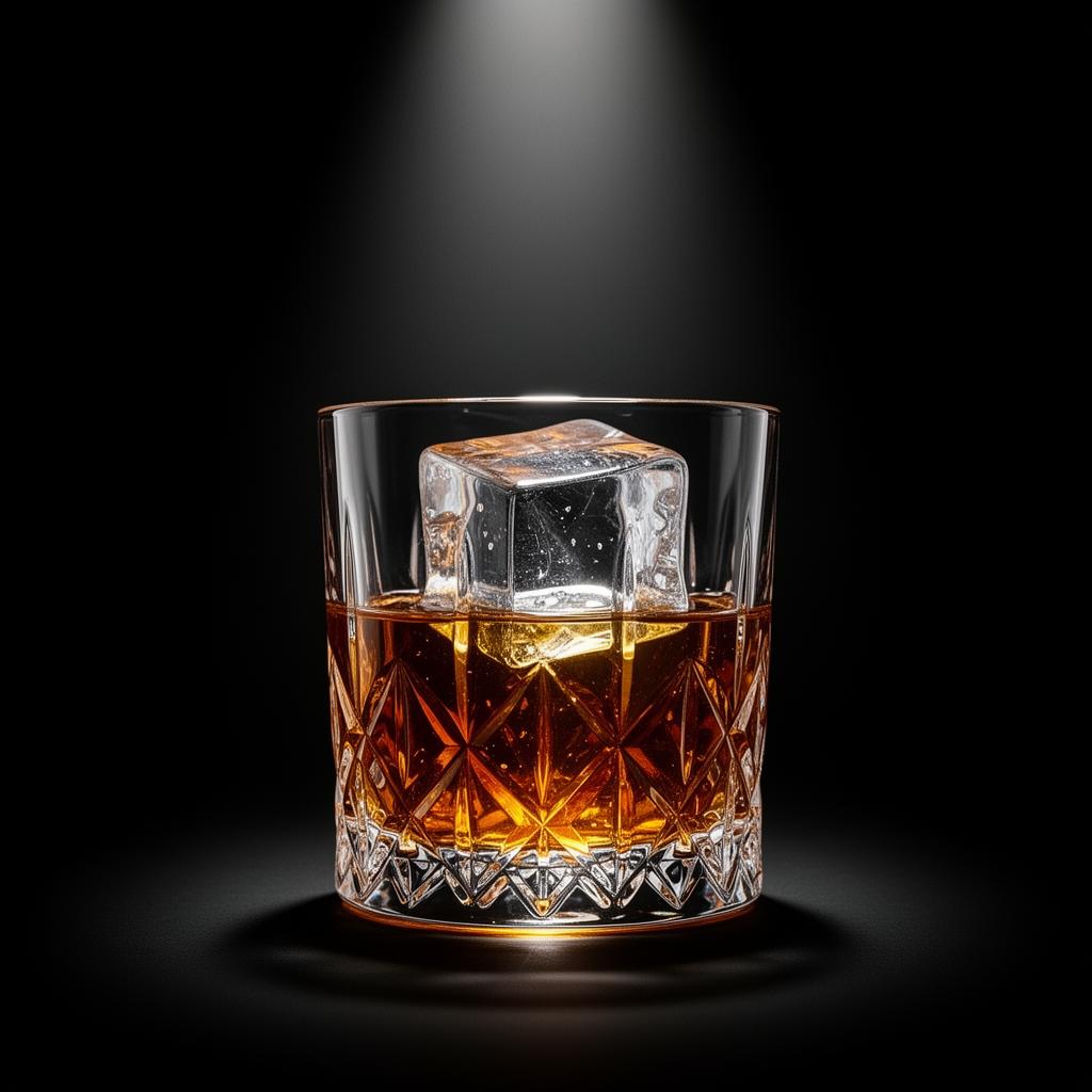 Spirits tasting pour under focused light